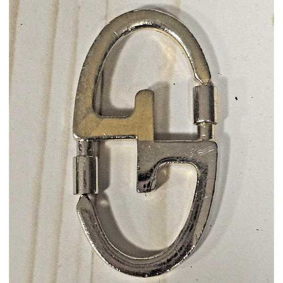 Rare Vintage Authentic GUCCI ITALY Engraved DOUBLE "G" Belt Buckle & Keychain - Picture 1 of 6